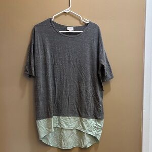 LuLaRoe Gray and Light Green Tunic Top